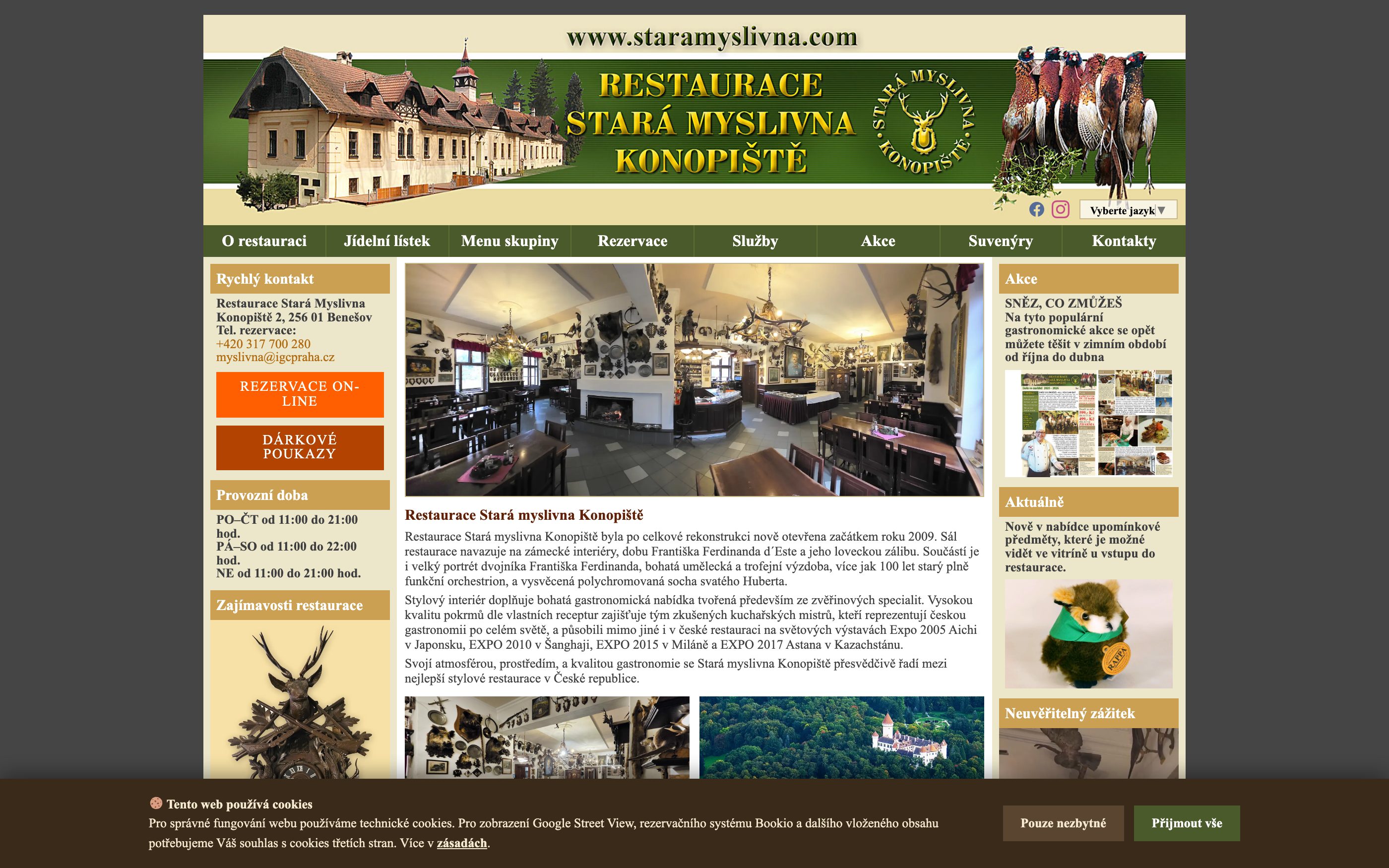 Web Stará Myslivna Konopiště